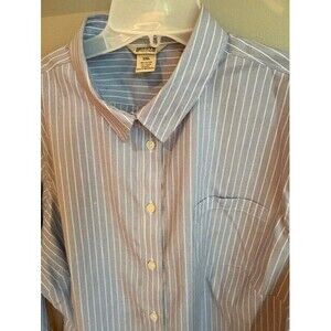 Duluth Womens Cotton Blend Blue Button Up Shirt Size 2XL Striped Long Sleeve